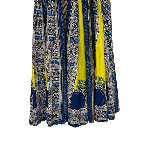 NF Ankara African Print Maxi Skirt OS Yellow and Blue - Picture 7 of 11